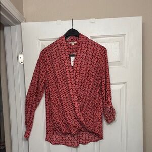 Coral Pleione Geometric Print Blouse L